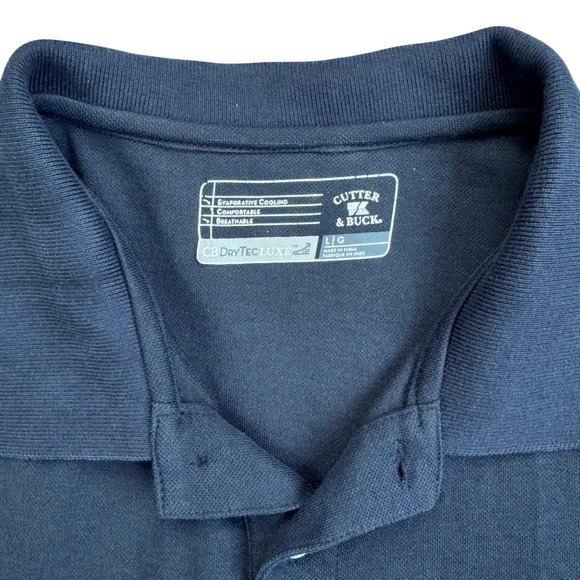 Cutter & Buck Polo Golf Shirt Mens Large  CB DryTec Luxe Casual Blue Wicking Top - Picture 2 of 8